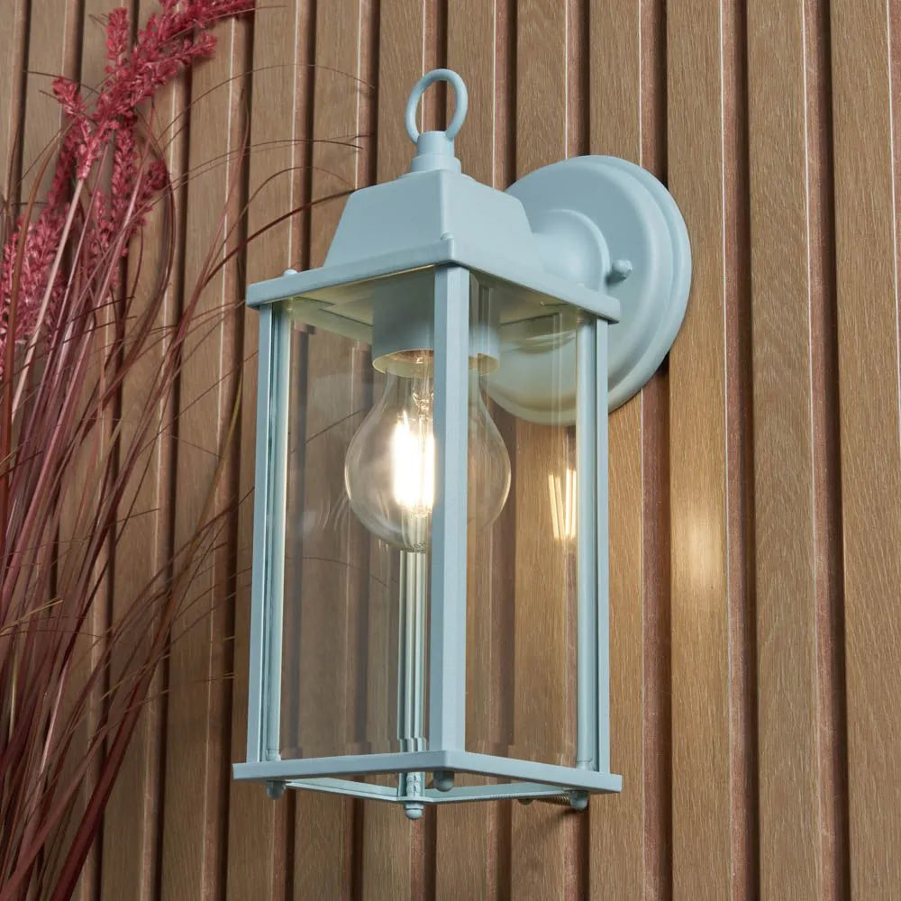 CERES | Outdoor Down Box Glass Wall Porch Lantern Light | E27 | IP23 | Blue