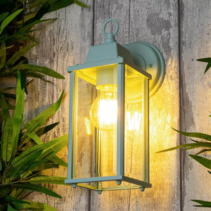 CERES | Outdoor Down Box Glass Wall Porch Lantern Light | E27 | IP23 | Blue