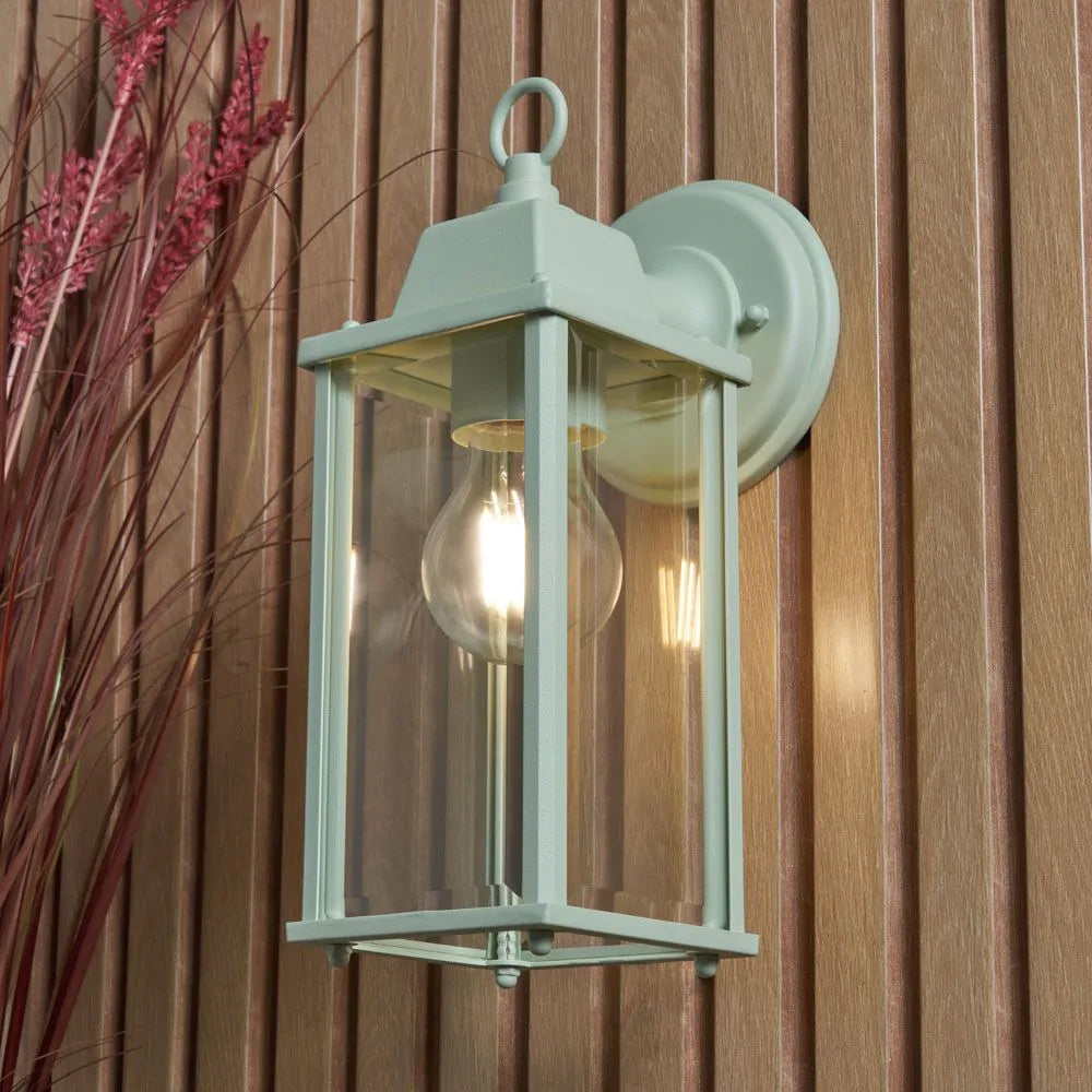 CERES | Outdoor Down Box Glass Wall Porch Lantern Light | E27 | IP23 | Mint Green