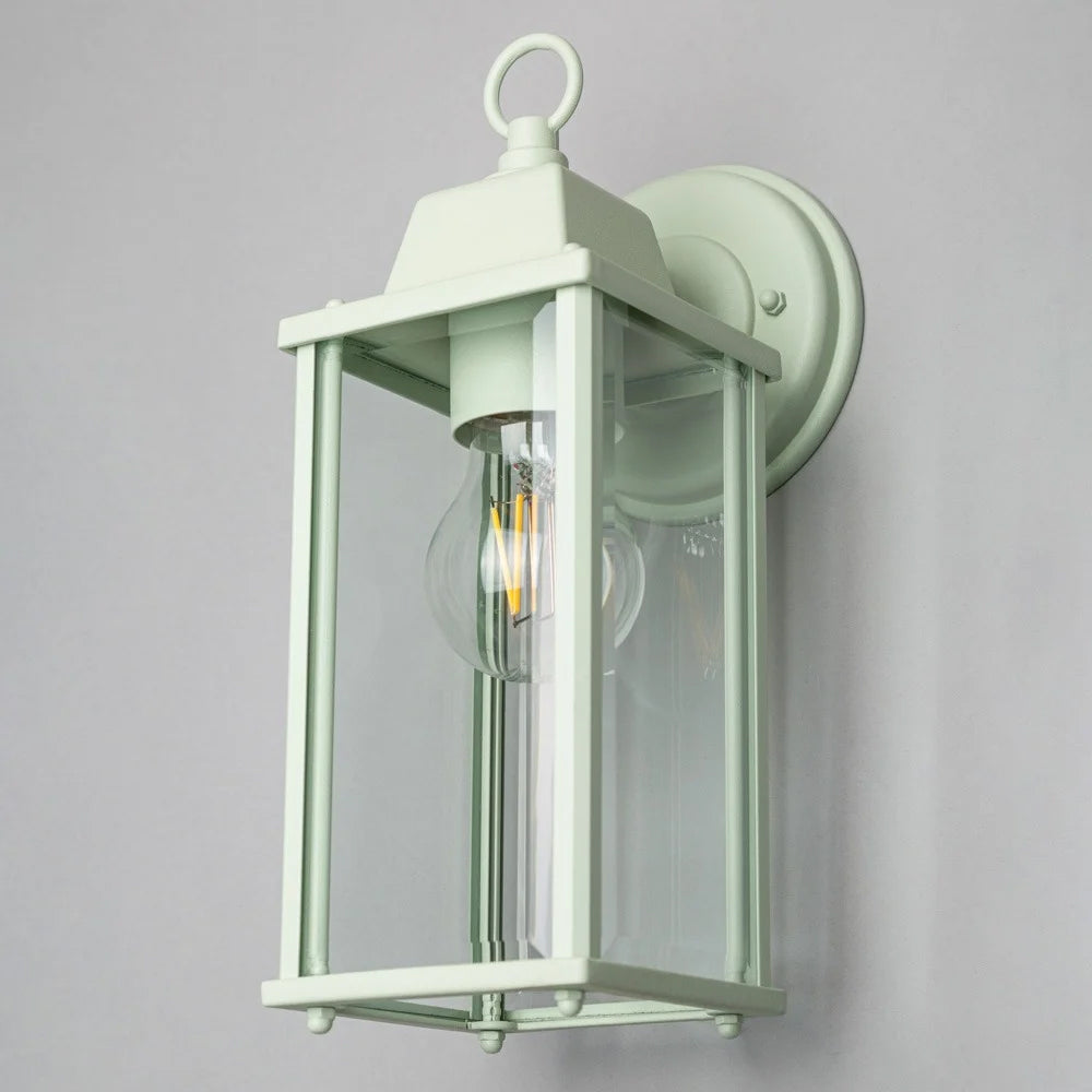 CERES | Outdoor Down Box Glass Wall Porch Lantern Light | E27 | IP23 | Mint Green