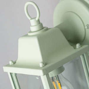 CERES | Outdoor Down Box Glass Wall Porch Lantern Light | E27 | IP23 | Mint Green