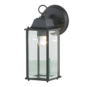 CERES | Outdoor Down Box Glass Wall Porch Lantern Light | LED Vintage 6W E27 | IP23 | Black | 2000K Warm White