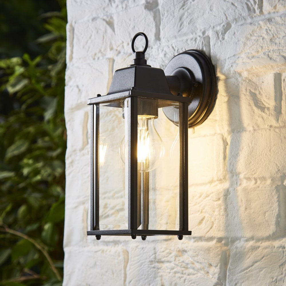 CERES | Outdoor Down Box Glass Wall Porch Lantern Light | E27 | IP23 | Black