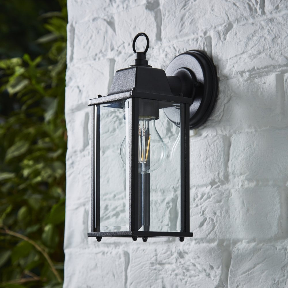 CERES | Outdoor Down Box Glass Wall Porch Lantern Light | E27 | IP23 | Black