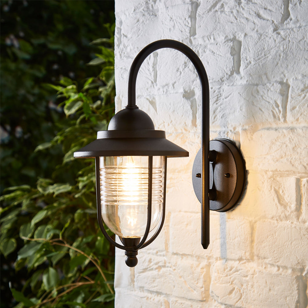 Outdoor Fisherman Vintage Nautical Lantern Wall Porch Light | E27 | IP44 | Black