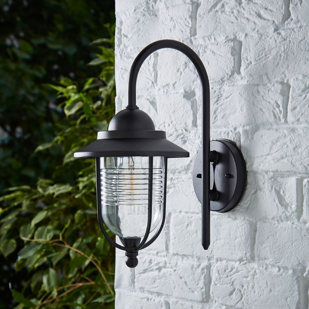 Outdoor Fisherman Vintage Nautical Lantern Wall Porch Light | E27 | IP44 | Black