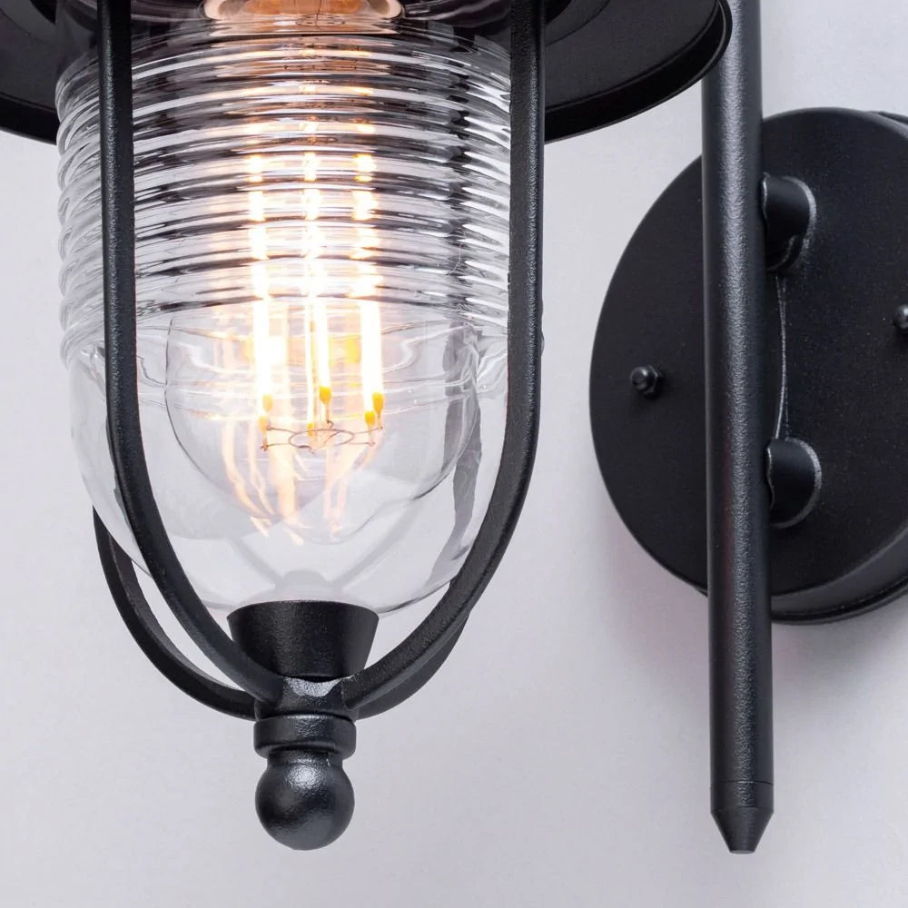 Outdoor Fisherman Vintage Nautical Lantern Wall Porch Light | E27 | IP44 | Black