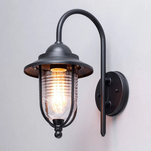 Outdoor Fisherman Vintage Nautical Lantern Wall Porch Light | E27 | IP44 | Black