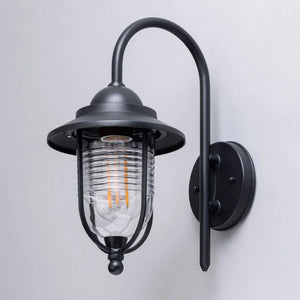 Outdoor Fisherman Vintage Nautical Lantern Wall Porch Light | E27 | IP44 | Black