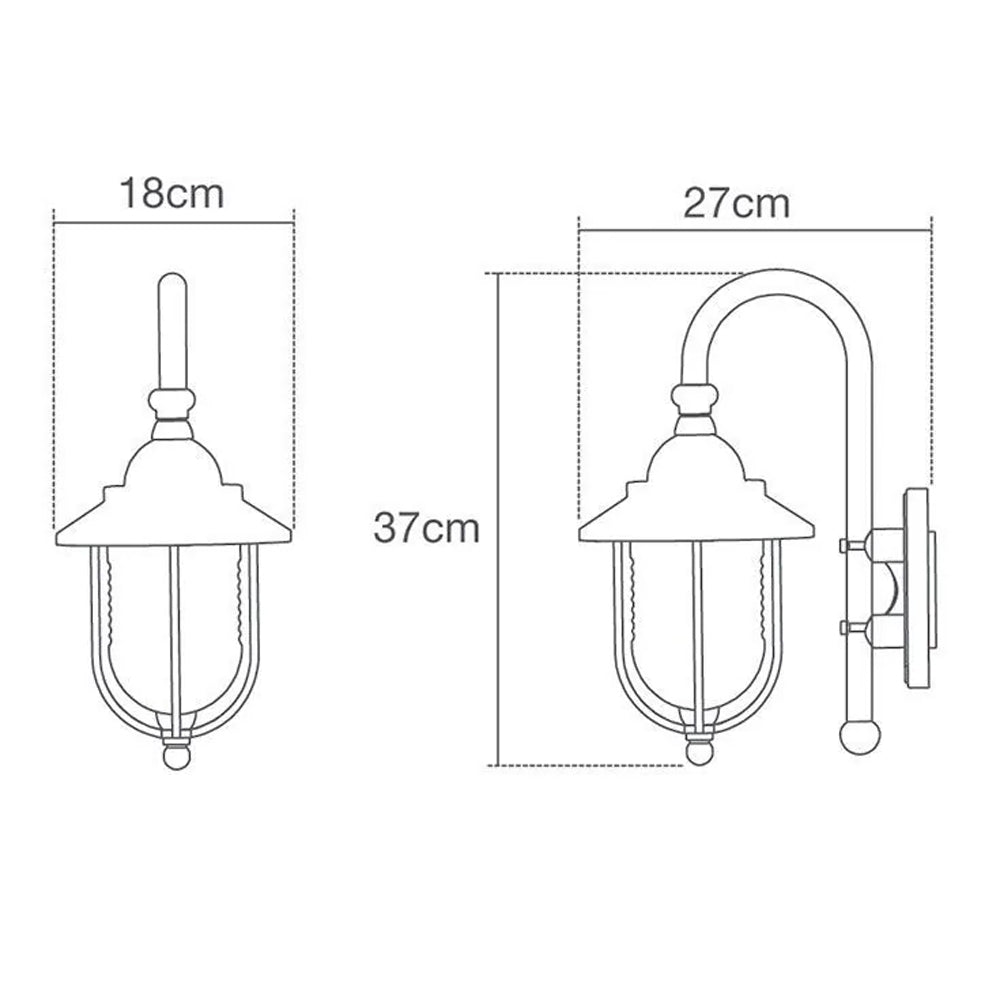 Outdoor Fisherman Vintage Nautical Lantern Wall Porch Light | E27 | IP44 | Black