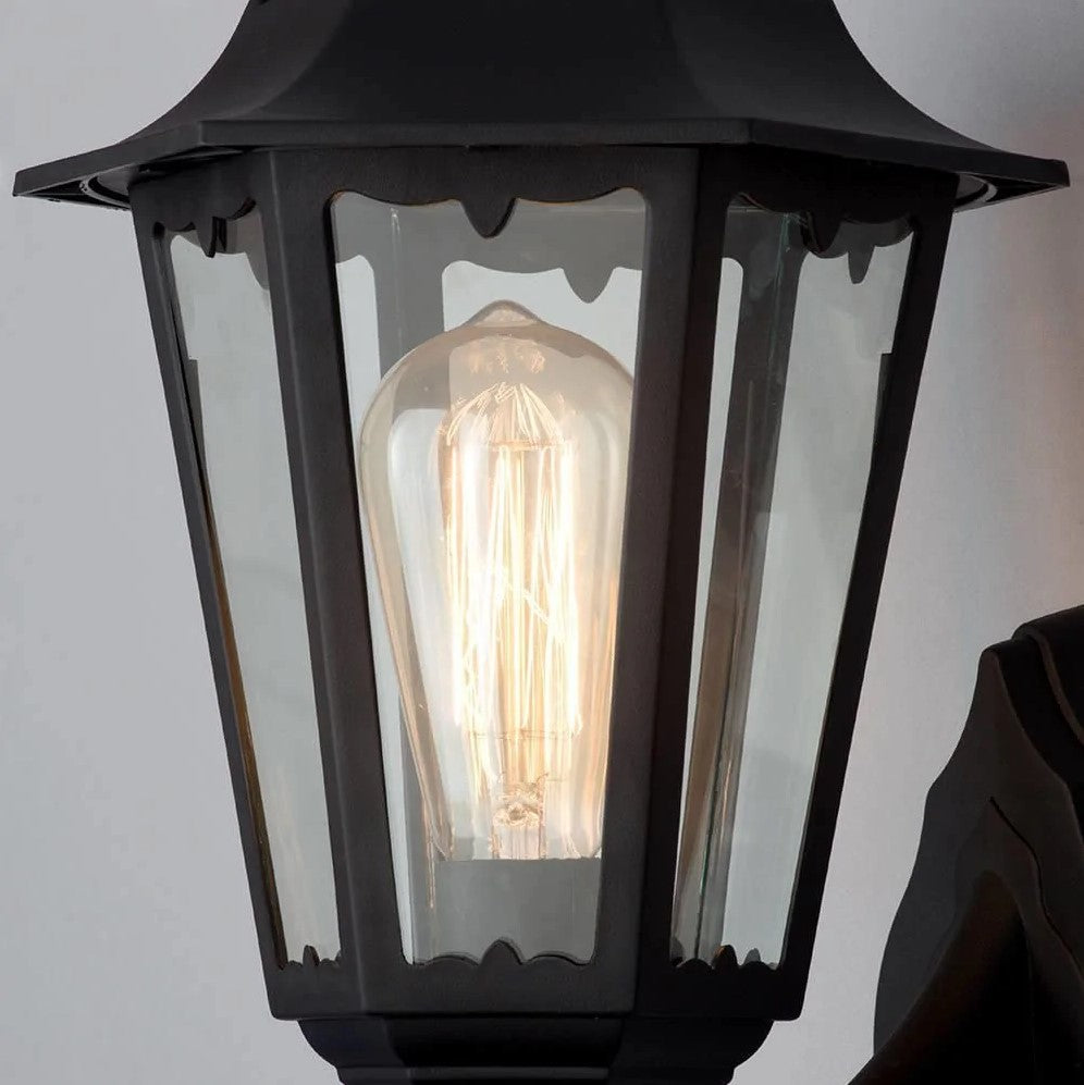 Up or Down Outdoor Wall Porch Lantern Light | E27 | IP44 | Black