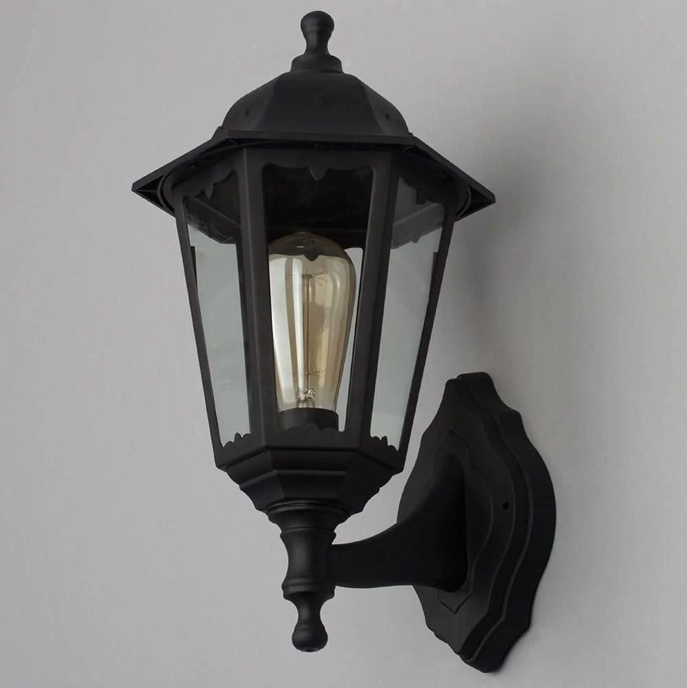 Up or Down Outdoor Wall Porch Lantern Light | E27 | IP44 | Black