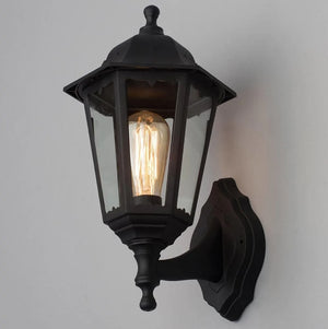 Up or Down Outdoor Wall Porch Lantern Light | E27 | IP44 | Black