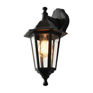 Up or Down Outdoor Wall Porch Lantern Light | E27 | IP44 | Black