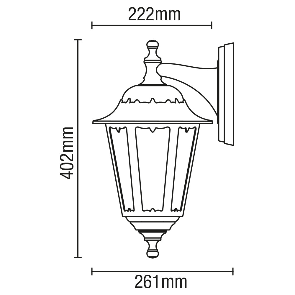 Up or Down Outdoor Wall Porch Lantern Light | E27 | IP44 | Black