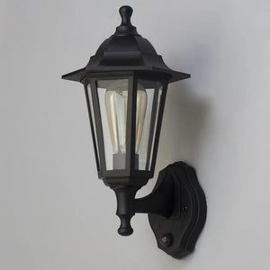 Up or Down Outdoor Wall Porch Lantern Light | IP44 | Black | PIR Motion Sensor