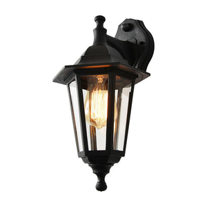 Up or Down Outdoor Wall Porch Lantern Light | IP44 | Black | PIR Motion Sensor