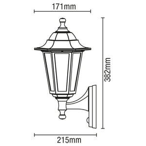 Up or Down Outdoor Wall Porch Lantern Light | IP44 | Black | PIR Motion Sensor