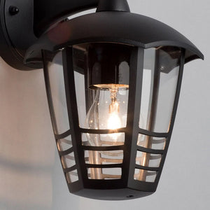 PERDITA | Outdoor Down Porch 6 Sided Wall Lantern Light | E27 | IP44 | Black