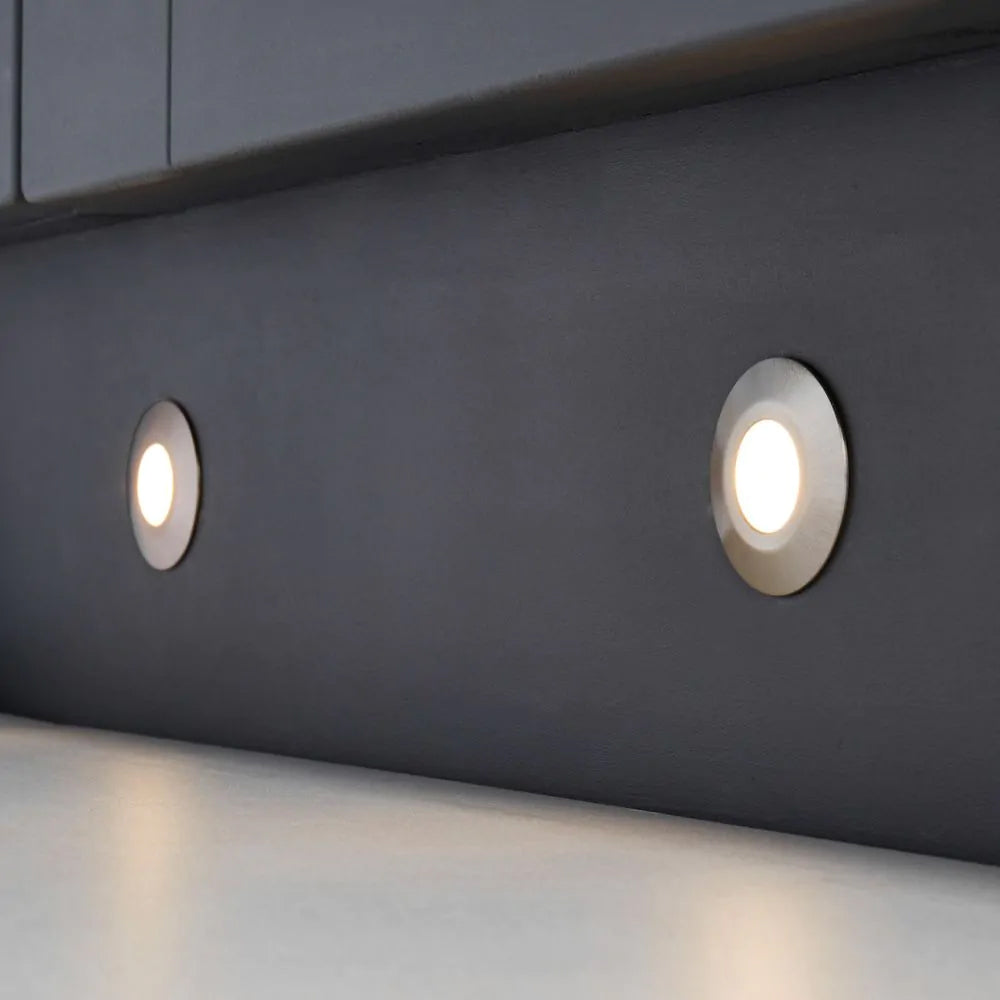 OHIO | Kitchen / Bathroom Recessed Plinth Kickboard Light | LED 0.5W | IP65 | 3000K Warm White | Brushed Steel