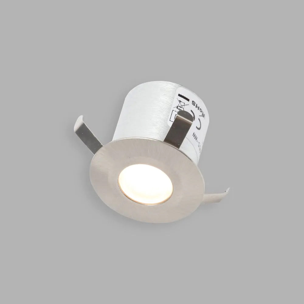 OHIO | Outdoor Recessed Circular Deck Light | LED 0.5W | IP65 | 3000K Warm White | Brushed Steel