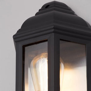 Outdoor Wall Porch Half Coach Lantern Light | E27 | IP44 | Black | PIR Motion Sensor