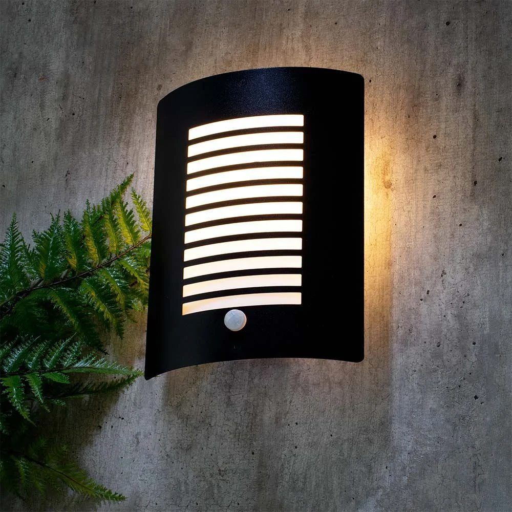 SIGMA | Outdoor Half Box Wall Porch Lantern Light | E27 | IP44 | Black | PIR Motion Sensor