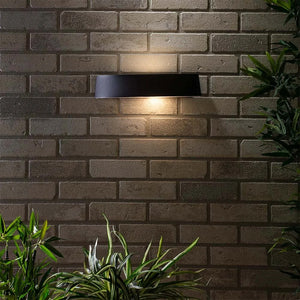 MOKU | LED Outdoor Curved Semi-Circular Rectangle Wall Up Down Light Fitting | 6W E27 | 3000K Warm White | IP44 | Black