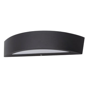 MOKU | LED Outdoor Curved Semi-Circular Rectangle Wall Up Down Light Fitting | 6W E27 | 3000K Warm White | IP44 | Black