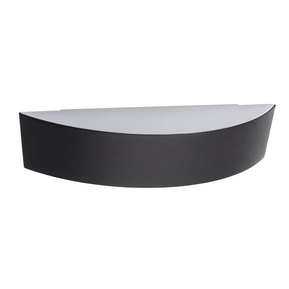 MOKU | LED Outdoor Curved Semi-Circular Rectangle Wall Up Down Light Fitting | 6W E27 | 3000K Warm White | IP44 | Black