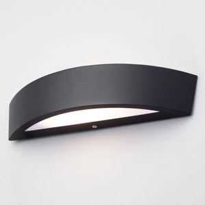 MOKU | LED Outdoor Curved Semi-Circular Rectangle Wall Up Down Light Fitting | 6W E27 | 3000K Warm White | IP44 | Black