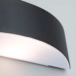 MOKU | LED Outdoor Curved Semi-Circular Rectangle Wall Up Down Light Fitting | 6W E27 | 3000K Warm White | IP44 | Black