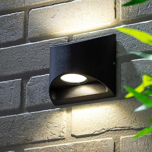 MANU | Outdoor Curved Up Down Wall Light Fitting | 8W LED | 4000K Neutral White | IP54 | Black