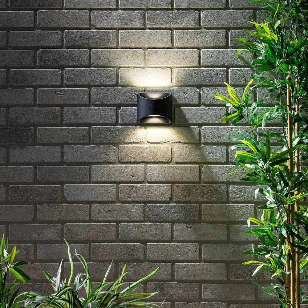 MANU | Outdoor Curved Up Down Wall Light Fitting | 8W LED | 4000K Neutral White | IP54 | Black