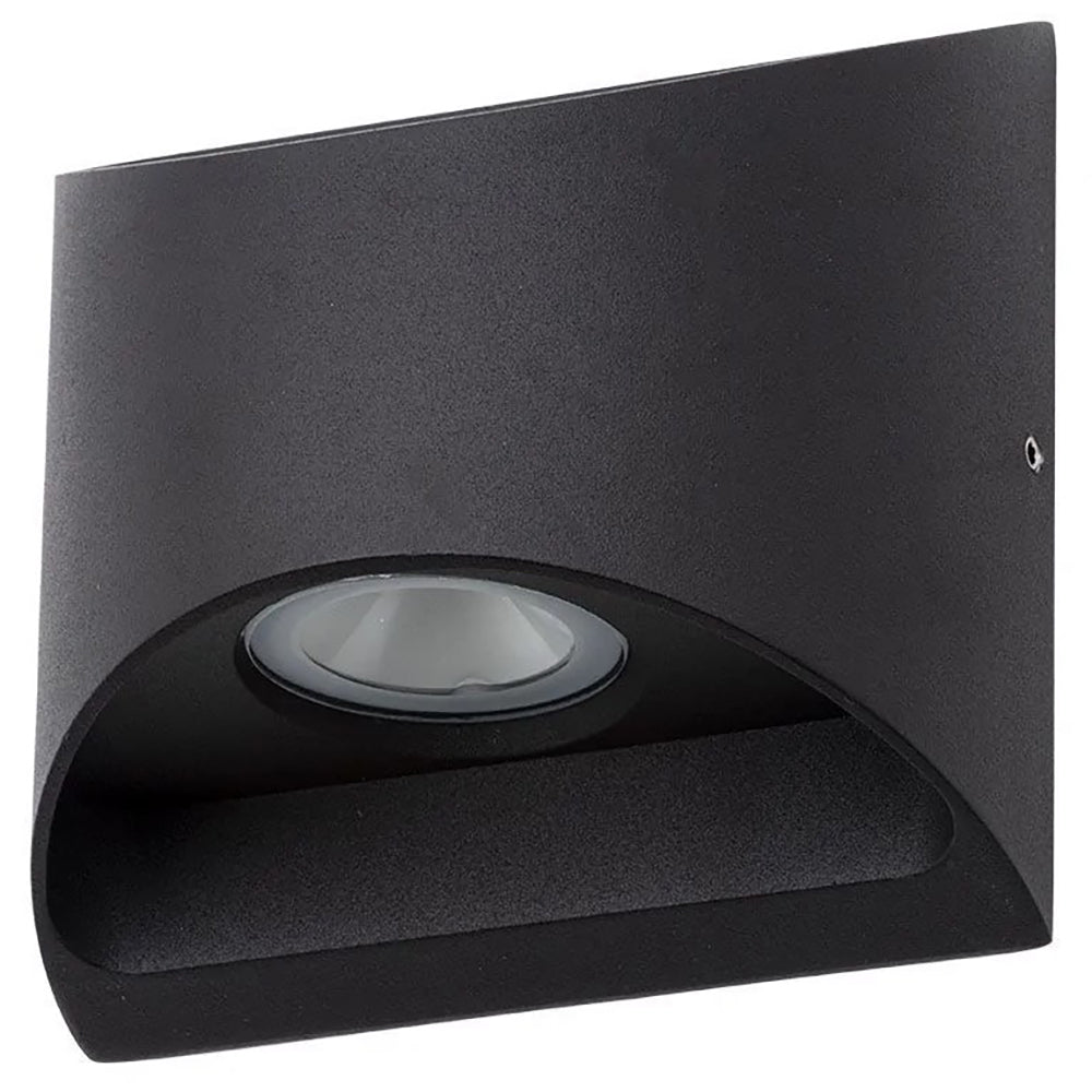 MANU | Outdoor Curved Up Down Wall Light Fitting | 8W LED | 4000K Neutral White | IP54 | Black