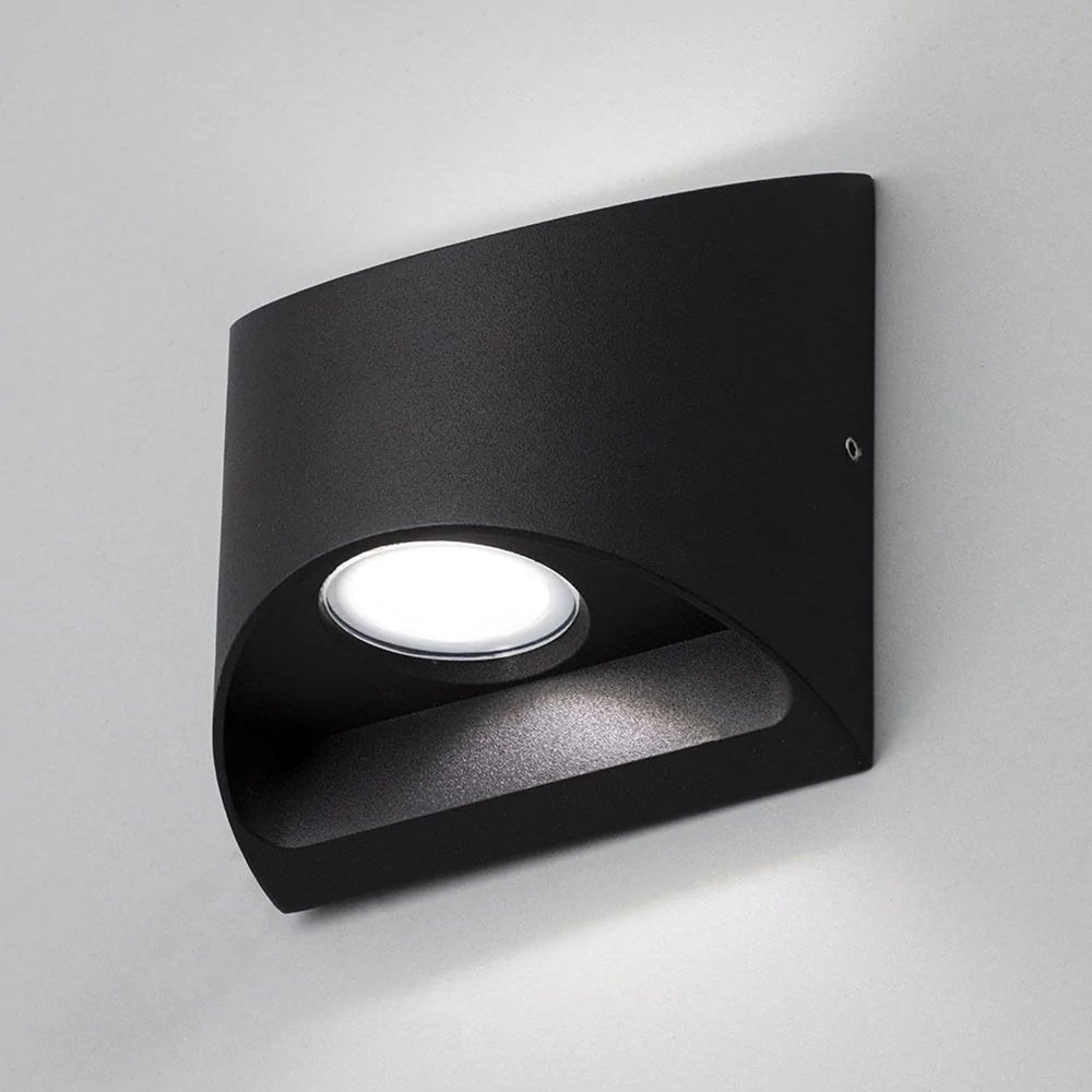 MANU | Outdoor Curved Up Down Wall Light Fitting | 8W LED | 4000K Neutral White | IP54 | Black