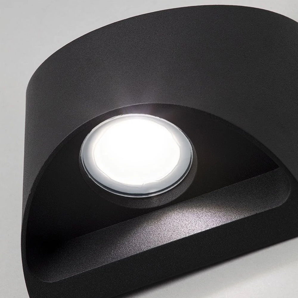 MANU | Outdoor Curved Up Down Wall Light Fitting | 8W LED | 4000K Neutral White | IP54 | Black