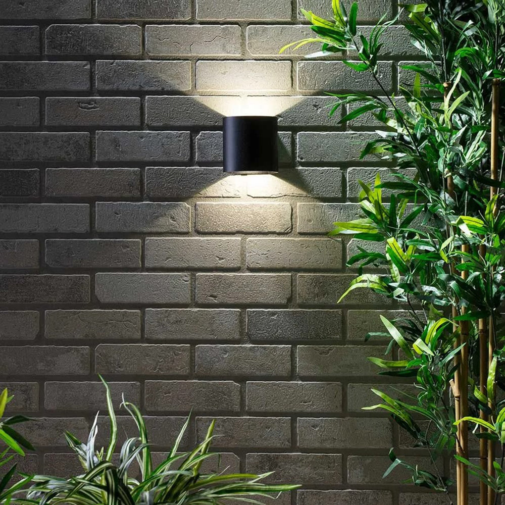 MAUI | Outdoor Curved Cylinder Up Down Wall Light Fitting | 8W LED | 4000K Neutral White | IP54 | Black