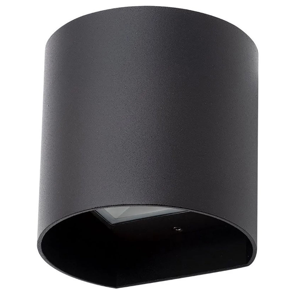 MAUI | Outdoor Curved Cylinder Up Down Wall Light Fitting | 8W LED | 4000K Neutral White | IP54 | Black