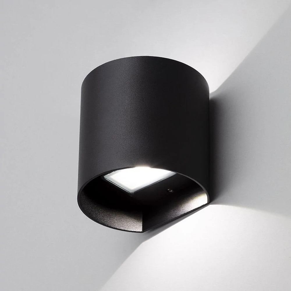 MAUI | Outdoor Curved Cylinder Up Down Wall Light Fitting | 8W LED | 4000K Neutral White | IP54 | Black