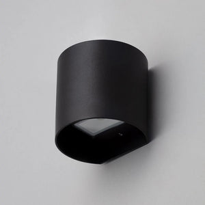 MAUI | Outdoor Curved Cylinder Up Down Wall Light Fitting | 8W LED | 4000K Neutral White | IP54 | Black