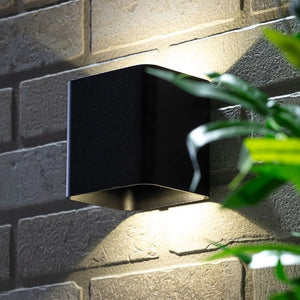 HANA | Outdoor Square Wall Up Down Light Fitting | 8W LED | 4000K Neutral White | IP54 | Black