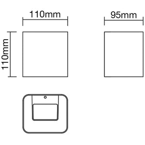 HANA | Outdoor Square Wall Up Down Light Fitting | 8W LED | 4000K Neutral White | IP54 | Black