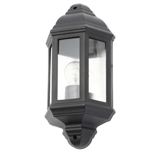 Outdoor Wall Porch Half Coach Lantern Light | E27 | IP44 | Black