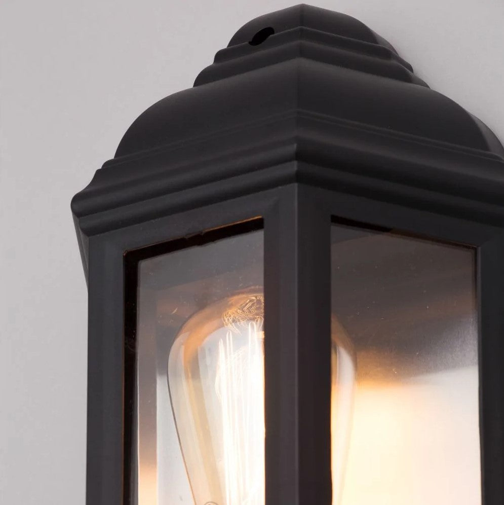 Outdoor Wall Porch Half Coach Lantern Light | E27 | IP44 | Black