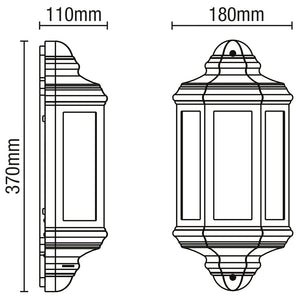 Outdoor Wall Porch Half Coach Lantern Light | E27 | IP44 | Black