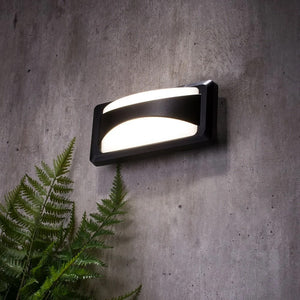 POOLE | Outdoor Curved Up Down Wall Light Fitting | 12.5W LED | 4000K Neutral White | IP65 | Black