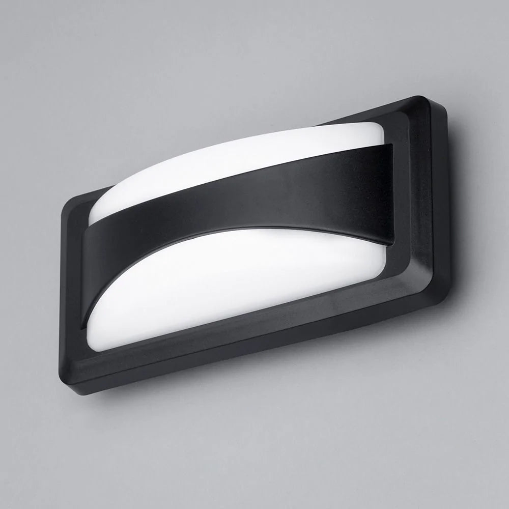 POOLE | Outdoor Curved Up Down Wall Light Fitting | 12.5W LED | 4000K Neutral White | IP65 | Black