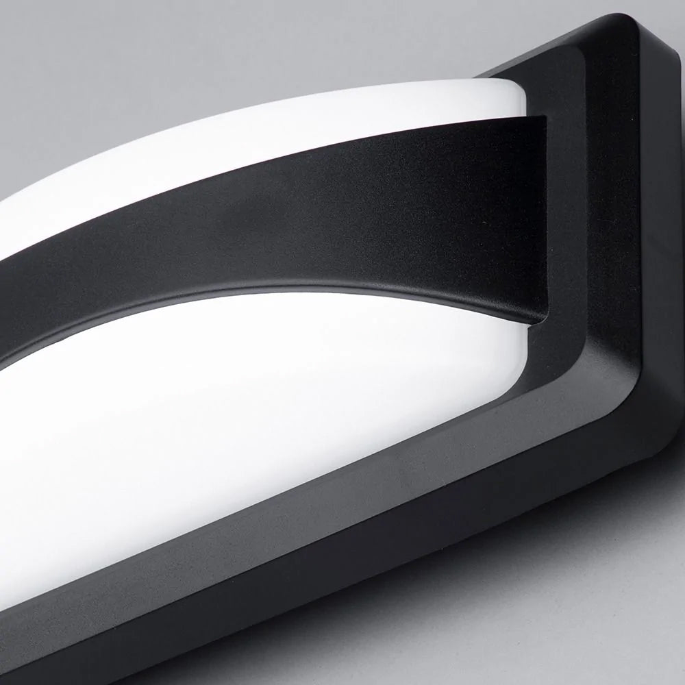 POOLE | Outdoor Curved Up Down Wall Light Fitting | 12.5W LED | 4000K Neutral White | IP65 | Black