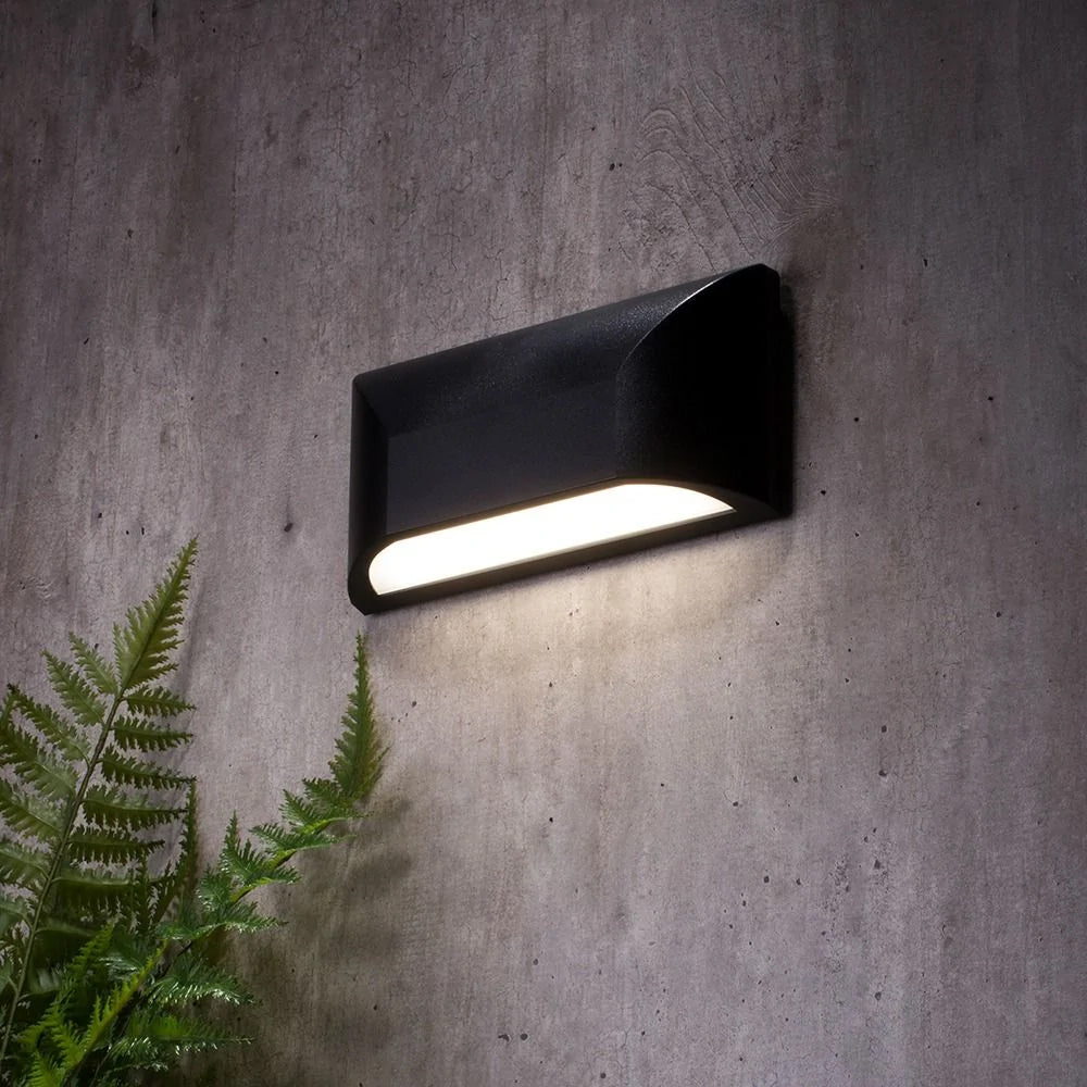 POOLE | Outdoor Curved Down Wall Light Fitting | 5W LED | 4000K Neutral White | IP55 | Black